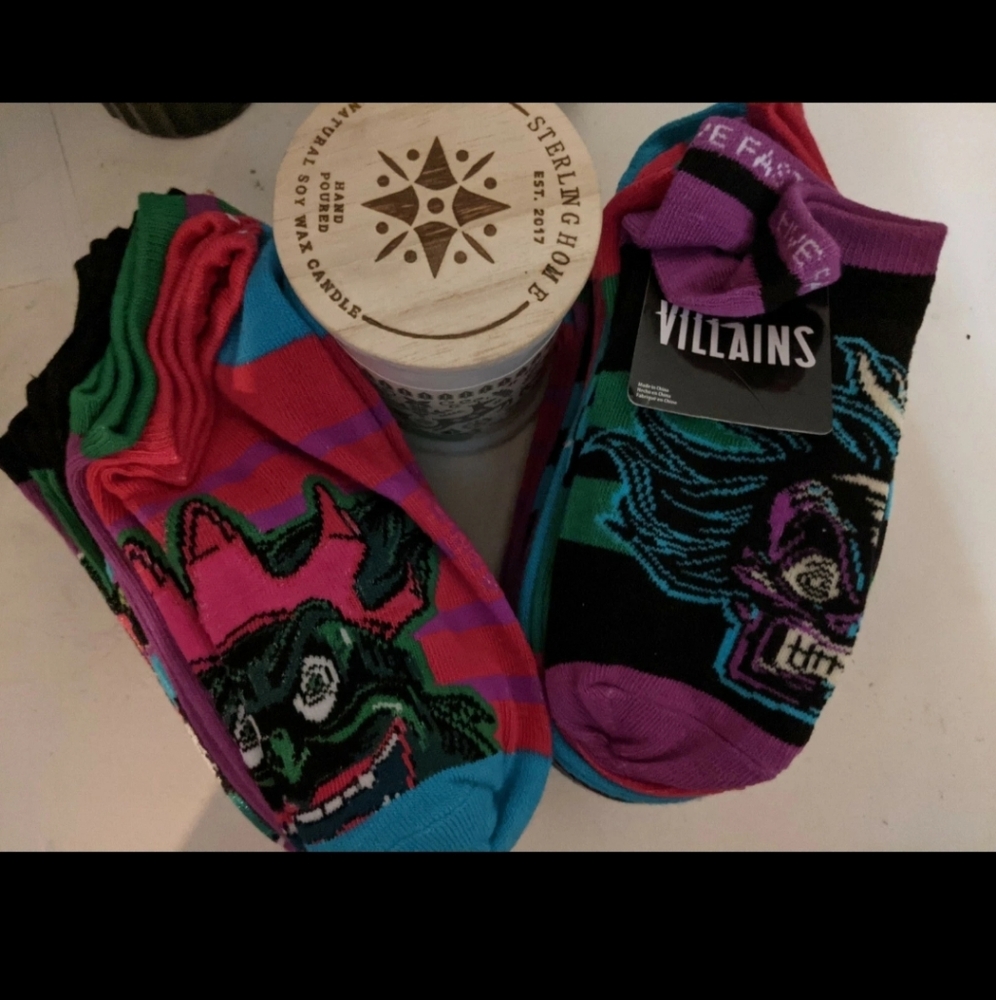 Disney Villains Womens Socks Ankle  -size 5-10 Regular New Multicolored 10 Pairs